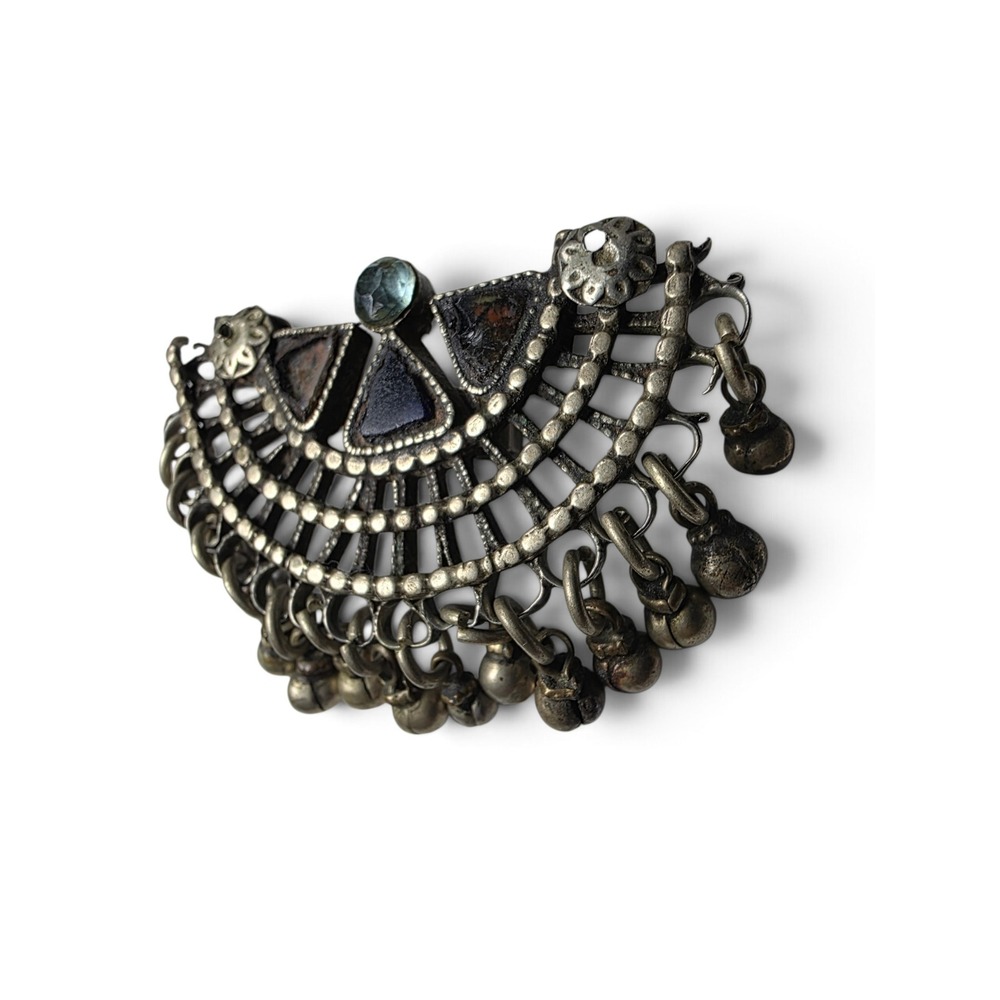 Vintage Kuchi Tribal Hair Slide Nomadic Hairpin Belly dance Jewelry  with bells